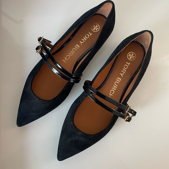 Tory Burch Black Suede Flats, Size 6.5 NWTS - Picture 2 of 5